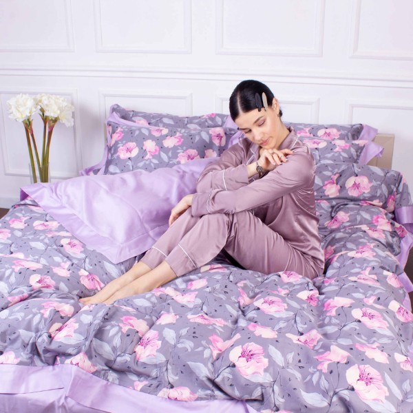 Фото - Комплект постільної білизни MirSon Satin print Elit Aster 143х210х2 см (2200005393864)